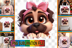 Elegant Tote Bag Ideas PNG, 3D Dog Product Image 1
