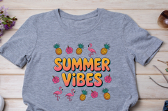 Retro Summer Vibes Bubble Letters with Flamingos Product Image 4