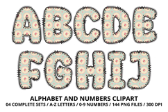 Charming Garden Doodle Alphabet PNG Letters &amp; Numbers 300DPI Product Image 2