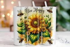 Bee Happy Sunflower 20oz Tumbler Wrap Sublimation Product Image 1
