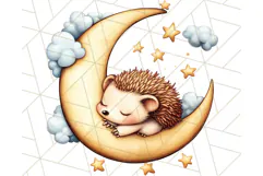 Sleeping Baby Animals PNG, Moon and Stars Nursery Clipart Product Image 2