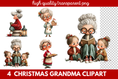 Christmas Grandma Clipart | Cute Holiday Granny PNG Illustra Product Image 1