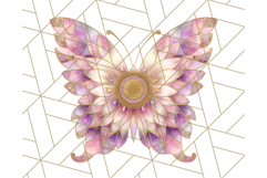 Stained Glass Butterfly and Sunflower PNG Clipart Product Image 2