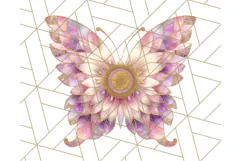 Stained Glass Butterfly and Sunflower PNG Clipart Product Image 2