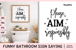 Funny Bathroom Sign Saying SVG | Please Aim Responsibly Product Image 1