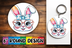 Cheerful Keychain Round Design PNG, Easter Bunny Product Image 1