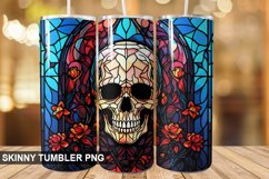 Stained Glass Halloween Skull | Skull 20 oz Skinny Tumbler Product Image 1