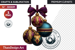 Christmas Jewel Baubles Clipart | Elegant Holiday Ornaments Product Image 1