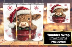 Watercolor Cute Cow Christmas Wrap - 20oz Tumbler Design Product Image 1