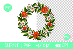 Colorful Floral Wreath PNG Clipart Illustration Product Image 1