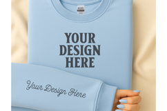 Gildan 18000 Light Blue Sleeve Mockup Product Image 1