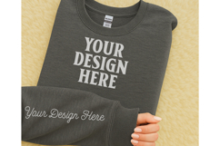 Gildan 18000 Heather Sleeve Sweatshirt Mockup Product Image 1