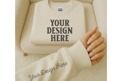 Gildan 18000 Ivory Sleeve Sweatshirt Mockup | Cozy Crewneck Product Image 1