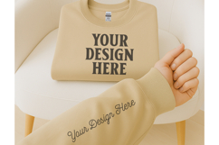 Gildan 180000 Sand Sweatshirt Sleeve Mockups Product Image 1