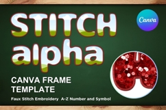 Faux embroidery Stitch Alphabet Canva Letters Frame Template Product Image 1