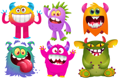 Happy cartoon monsters set with different face expressions Product Image 1