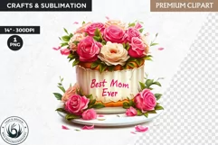 Mothers day clipart, Gifts and flowers, best mom sublimation Product Image 1