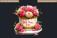 Mothers day clipart, Gifts and flowers, best mom sublimation Product Image 2