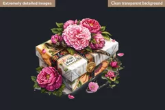 Mothers day clipart, Gifts and flowers, best mom sublimation Product Image 2