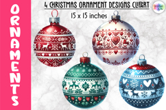 Christmas Ornaments Clipart, Christmas Tree Baubles PNG Product Image 1