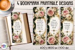 Garden Rose Book Lover Printable Bookmark Designs Product Image 1