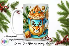 Christmas Coffee Mug Wrap, Reindeer Toffee Coffee Print Product Image 1