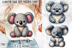 Knitted Koala Clipart, Faux Yarn Plush Baby Koala Mascot Product Image 1