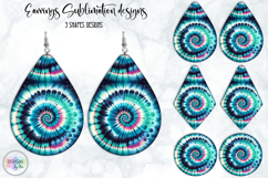 Boho Mandala Earrings Sublimation, Tie Dye Effect Design Product Image 1