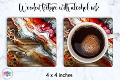 Abstract Wooden Coaster | Alcohol Ink Square Coaster Design Product Image 1