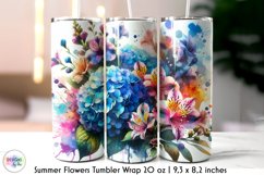 Summer Flowers Tumbler Wrap, Watercolour Flowers Tumbler Product Image 1