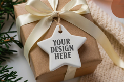 Christmas Star Ceramic Ornament Mockup | Holiday Star Tree Product Image 1