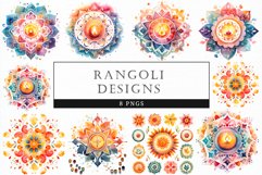 Rangoli Designs Watercolor, Clipart, Scrapbooking, Stickers Product Image 1