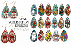 18 Teardrop Earring PNG Sublimation Designs Digital Bundle Product Image 1