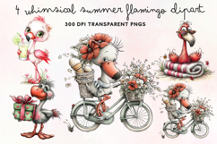 Whimsical Summer Flamingo Clipart PNG Product Image 1