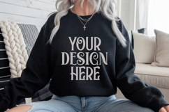 Black Gildan 18000 Sweatshirt Mockup,G18000 Crewneck Sweatsh Product Image 1