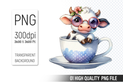 Cute Cow, Animal Sublimation Clipart PNG Product Image 1