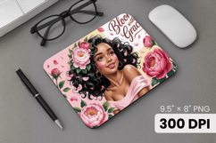 Afro Girl / Woman braided hair Mouse Pad, Black Queen PNG Product Image 1