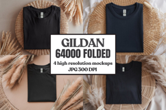 Gildan 64000 Folded Tshirt Mockup , Folded Tee Flat Lay Product Image 1