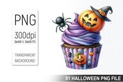 Cupcake With A Halloween Pumpkin, Halloween Clipart PNG File Product Image 1