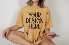 Mustard Comfort Colors 1717 T-shirt Mockups, Real Model Product Image 1