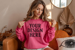 Heliconia Gildan 18000 Crewnwck Sweatshirt Mockup, gildan Product Image 1