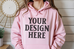 Light Pink Gildan 18500 Hoodie Mockup, G18000 Hoodie Mod Product Image 1