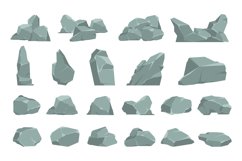 Cartoon stones. Heavy gray boulder. Rough solid natural mate Product Image 1