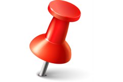 Red pushpin thumbtack for note attach Realistic 3d PNG Product Image 1