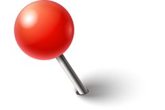 Red pushpin thumbtack for note attach Realistic 3d PNG Product Image 1