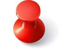 Red pushpin thumbtack for note attach Realistic 3d PNG Product Image 1
