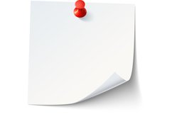 White blank paper, note sticker on red thumbtack Product Image 1
