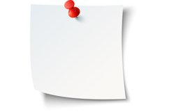 White blank paper, note sticker on red thumbtack Product Image 1