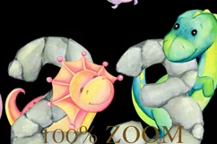 dinosaur baby .Born in 2023, watercolor dino clipart, transp Product Image 5