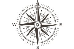 Retro nautical compass. Vintage rose of wind for old map Product Image 1